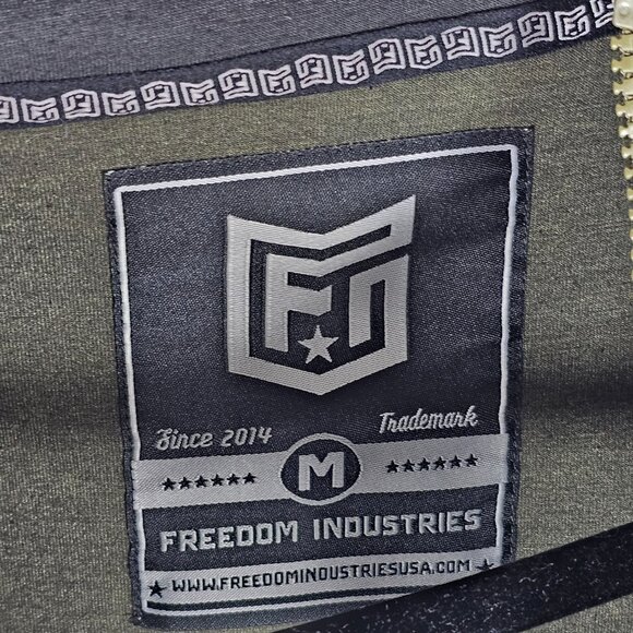 Freedom Industries Flag USA Mens Medium Long Sleeve Full Zip Green Hoodie - Picture 3 of 6